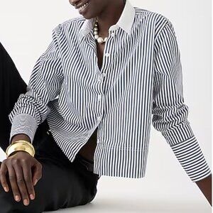 NWT J. Crew Cropped garçon shirt in striped print Size 4